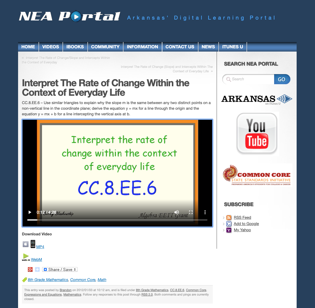 Interpret The Rate of Change Within the Context of Everyday Life Instructional Video