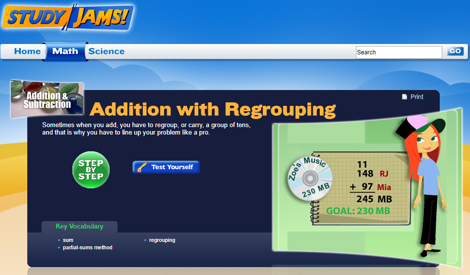 Study Jams! Addition with Regrouping Interactive