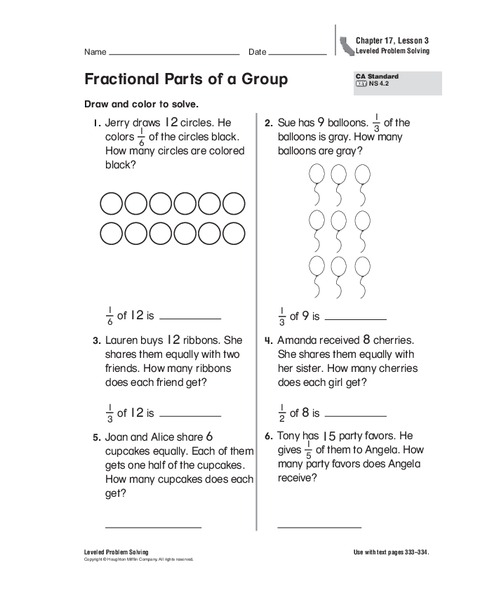 Fractional Parts of a Group Worksheet