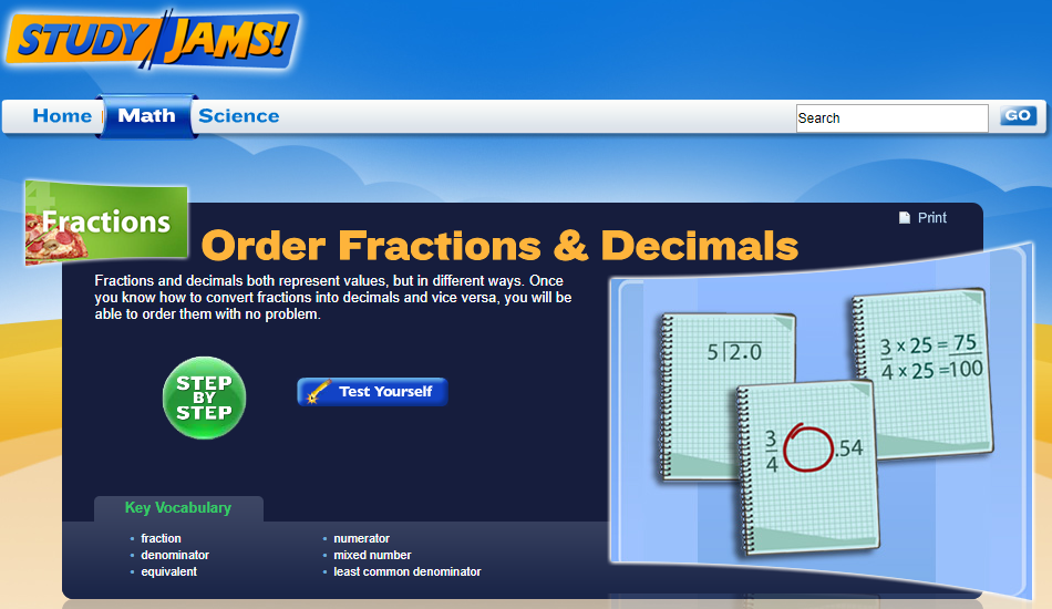 Study Jams! Order Fractions &amp; Decimals Interactive