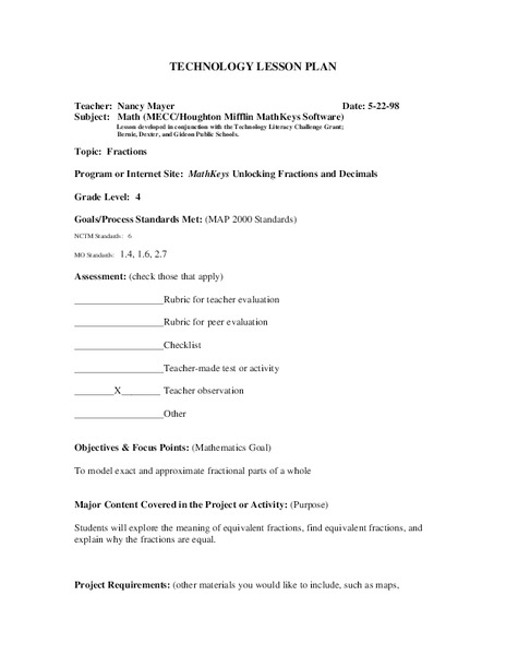 Fractions Lesson Plan