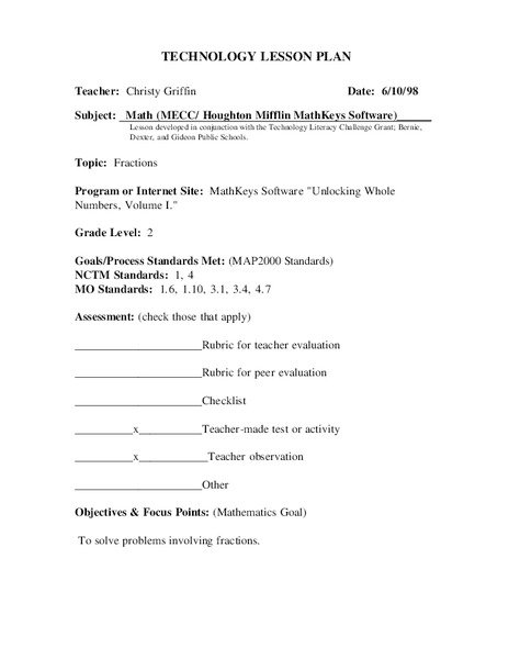 Fractions Lesson Plan