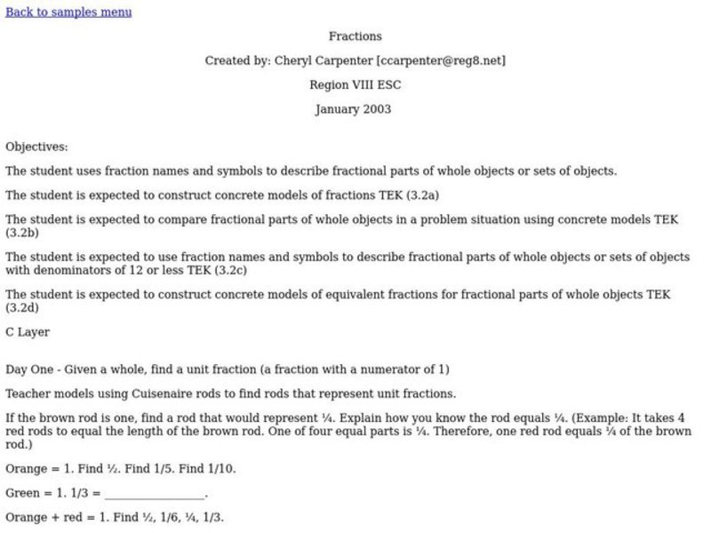 Fractions Lesson Plan