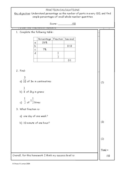 Fractions Worksheet
