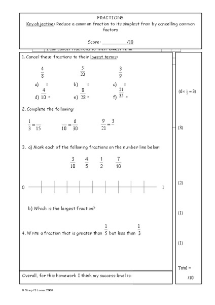 Fractions Worksheet