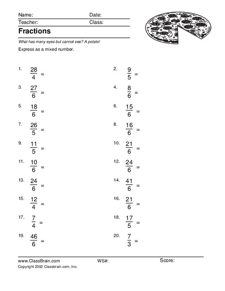 Fractions Worksheet
