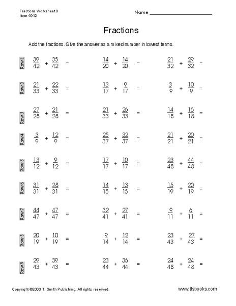 Fractions Worksheet