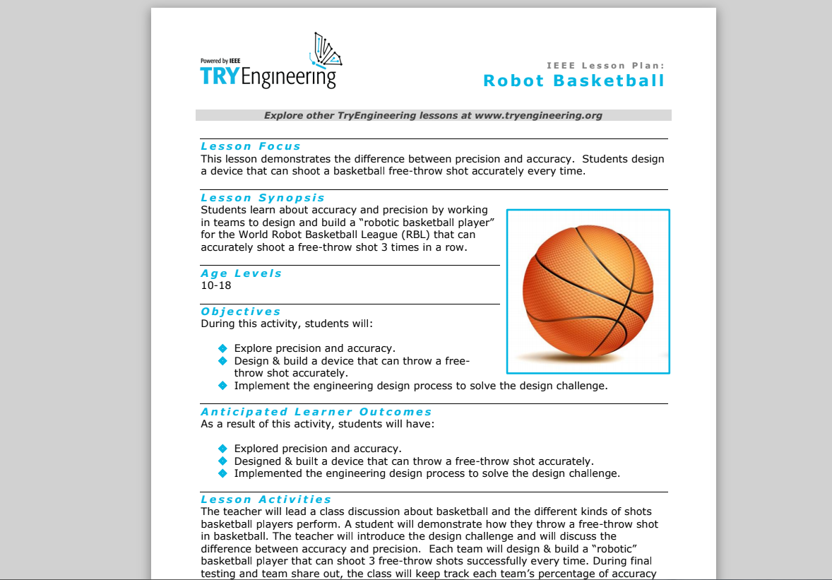 Robot Basketball Lesson Plan