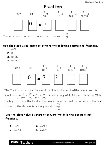 Fractions Worksheet