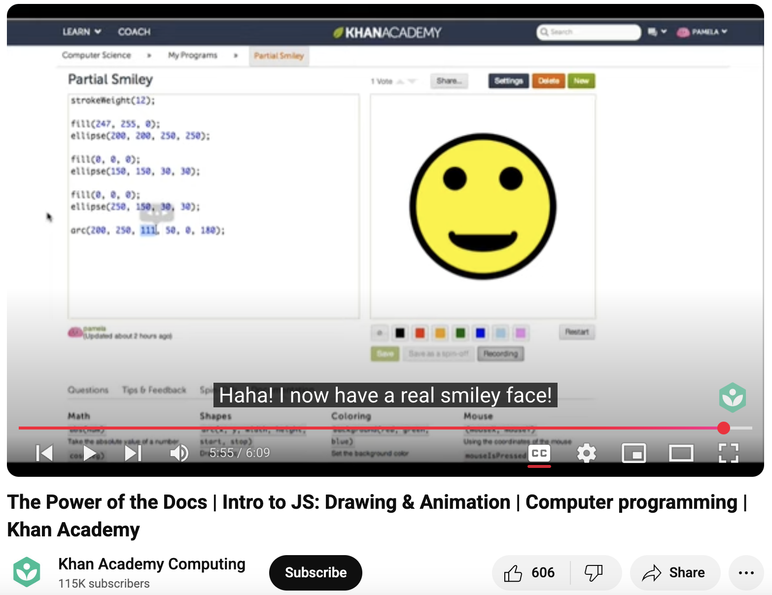 The Power of the Docs, Intro to JS: Drawing and Animation, Computer Programming Instructional Video