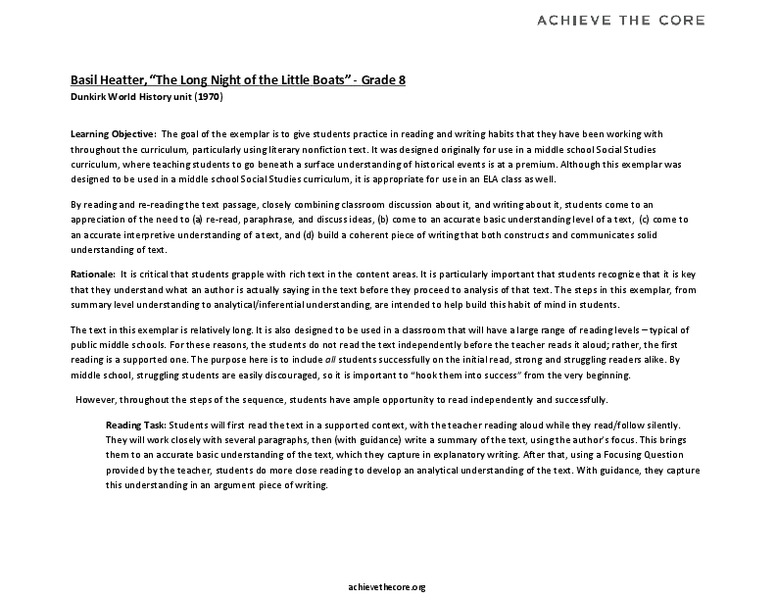 Basil Heatter, "The Long Night of the Little Boats" Lesson Plan