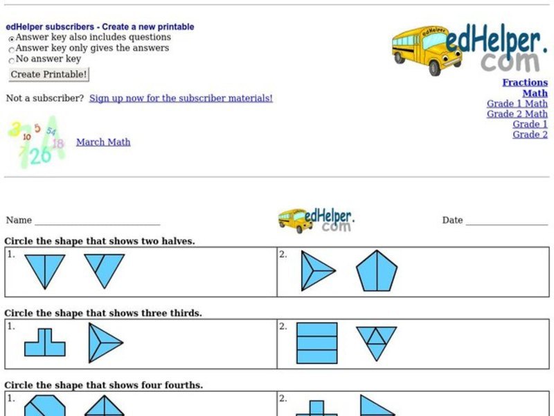 Fractions Worksheet