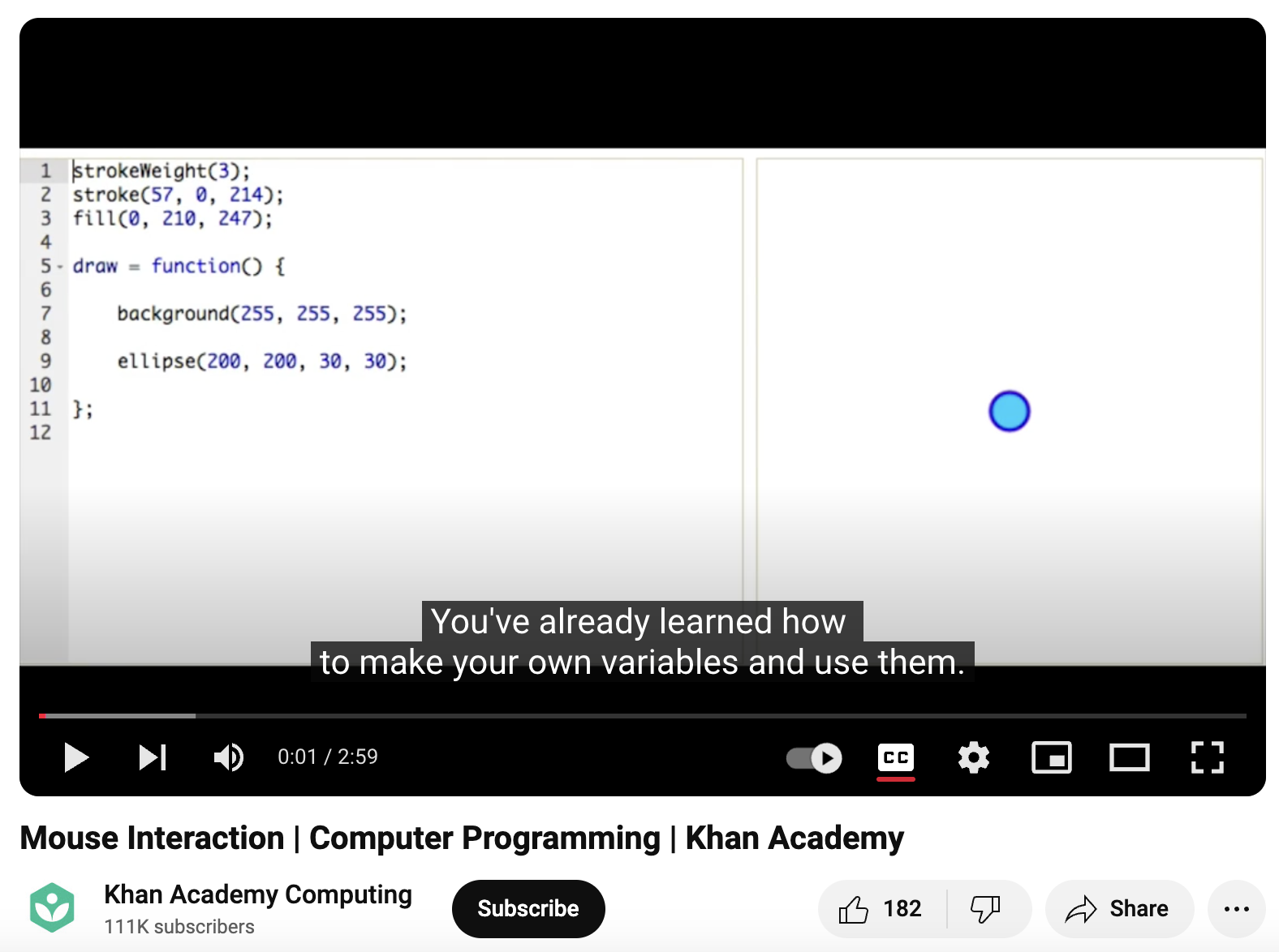 Mouse Interaction, Computer Programming Instructional Video