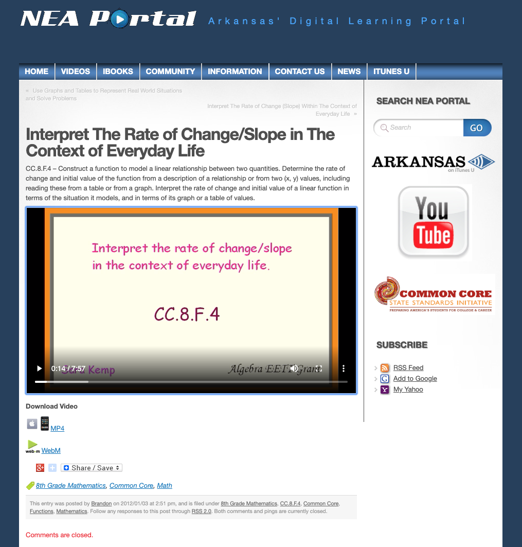 Interpret The Rate of Change /Slope in the Context of Everyday Life Instructional Video