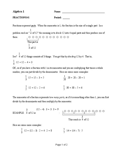 Fractions Worksheet