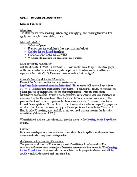 Fractions Lesson Plan