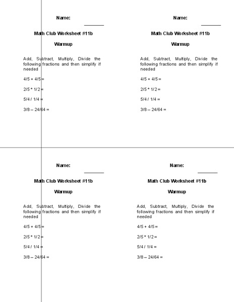 Fractions Worksheet
