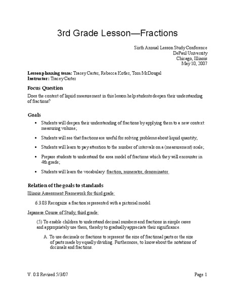 Fractions Lesson Plan