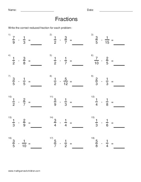 Fractions Worksheet