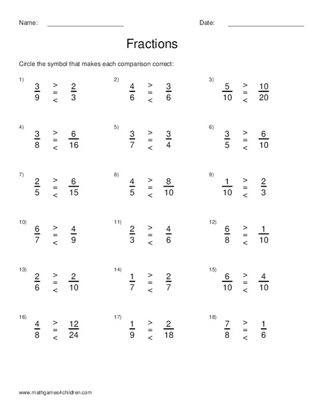 Fractions Worksheet