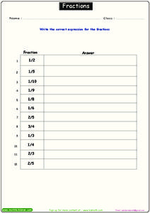 Fractions Worksheet