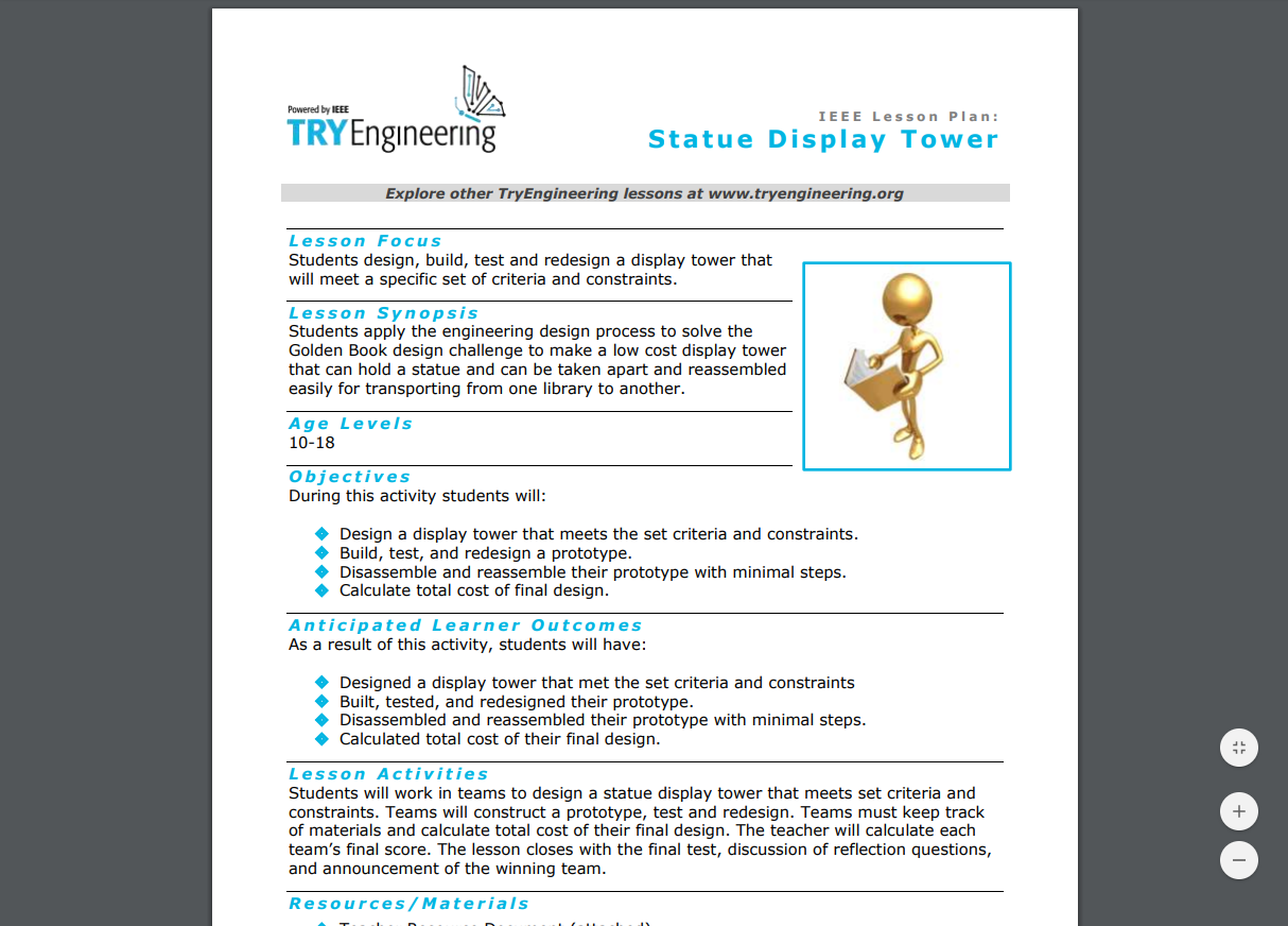 Statue Display Tower Lesson Plan