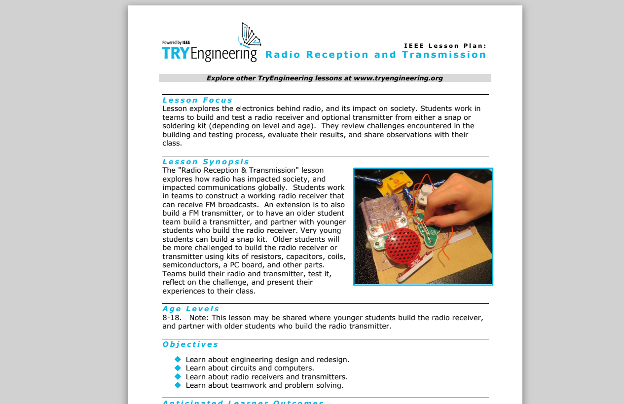 Radio Reception and Transmission Lesson Plan