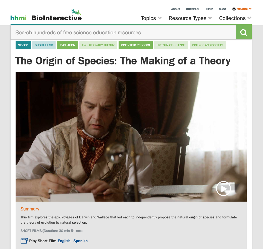 The Origin of Species: The Making of a Theory Instructional Video