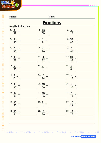 Fractions Worksheet