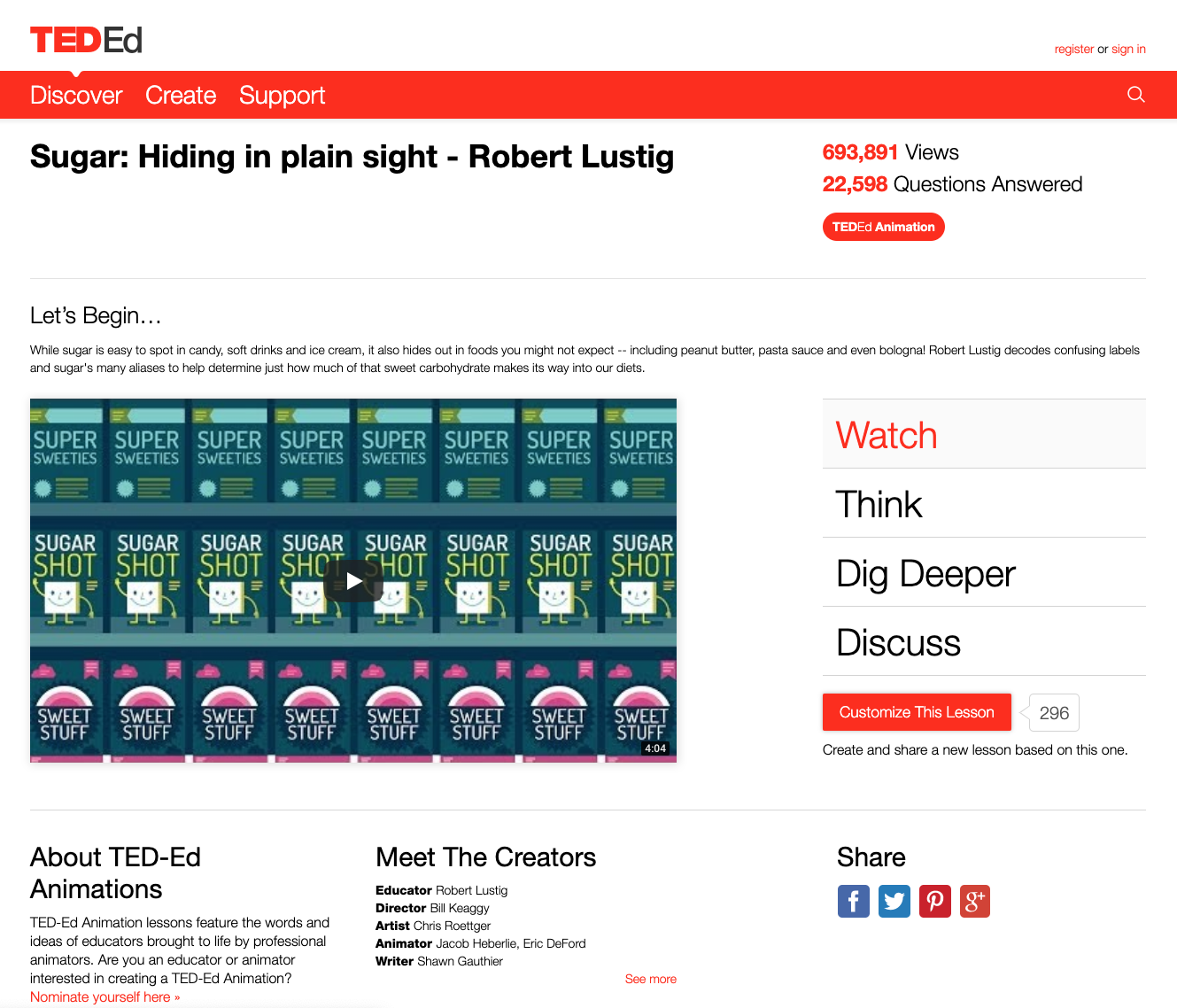 Sugar: Hiding in Plain Sight Lesson Plan