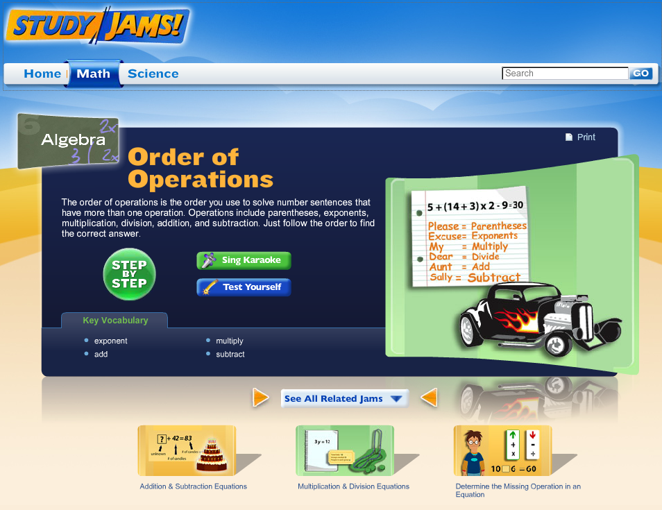 Study Jams! Order of Operations Interactive