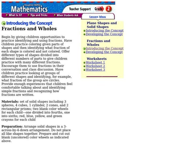 Fractions and Wholes Lesson Plan