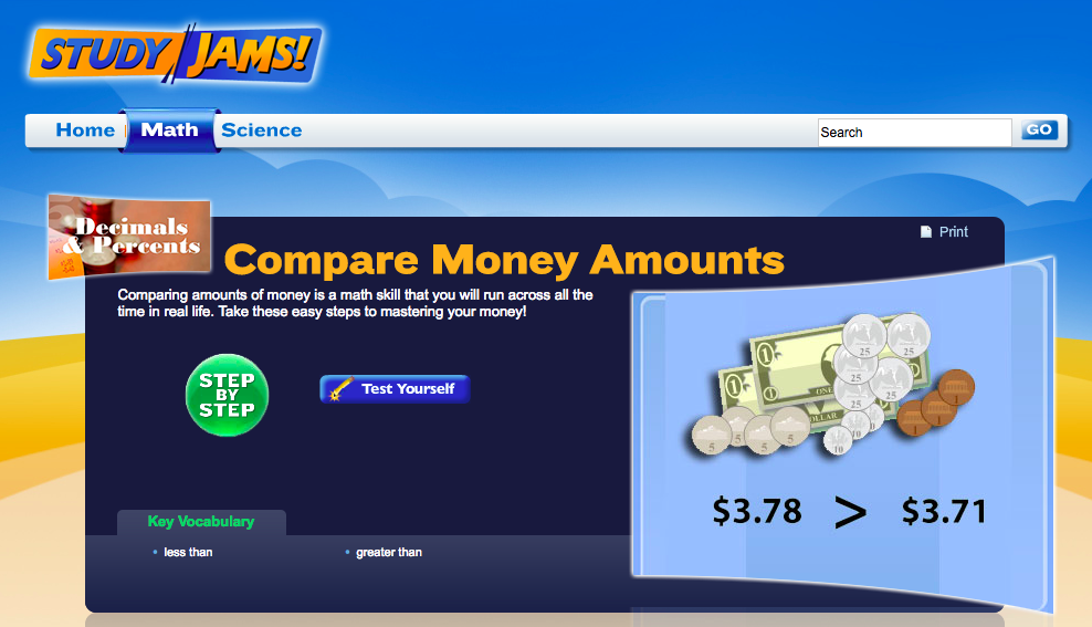 Study Jams! Compare Money Amounts Interactive