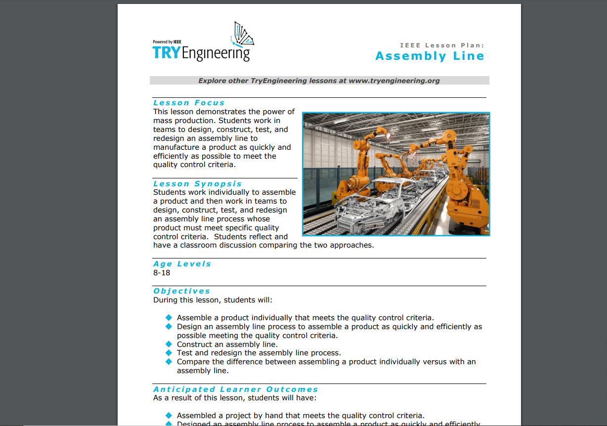 Assembly Line Lesson Plan