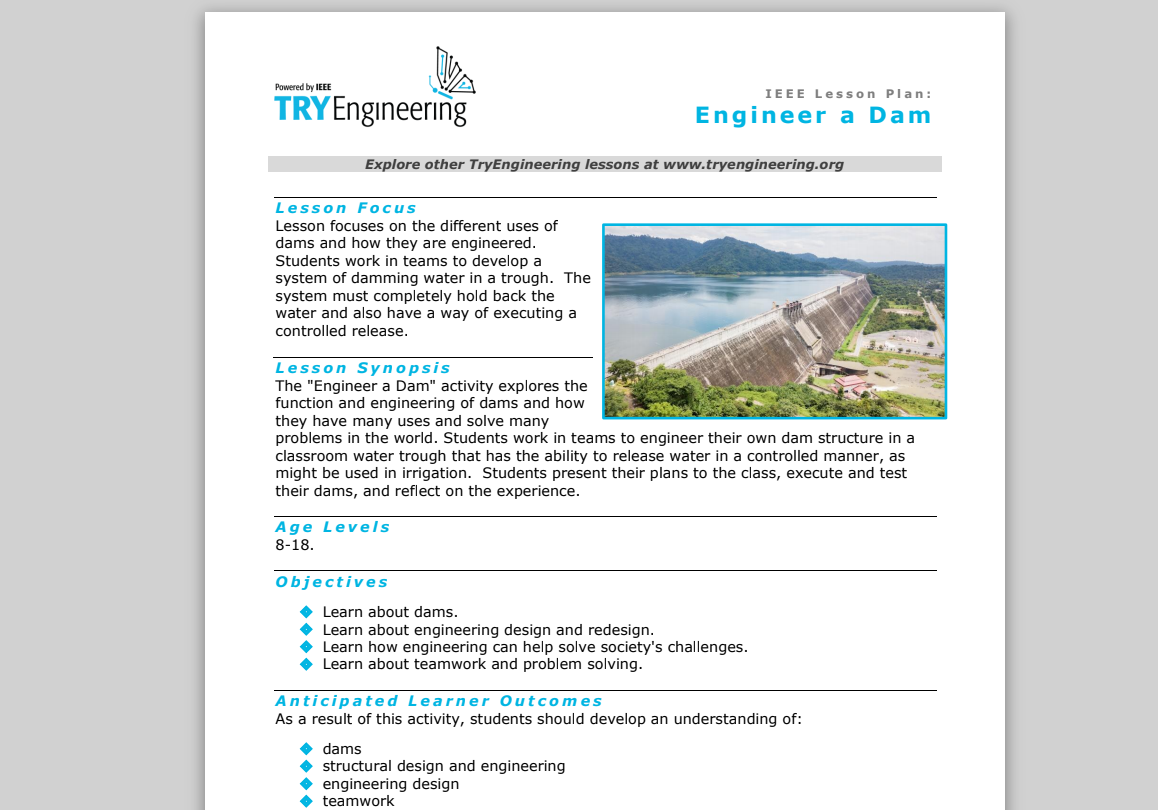 Engineer a Dam Lesson Plan