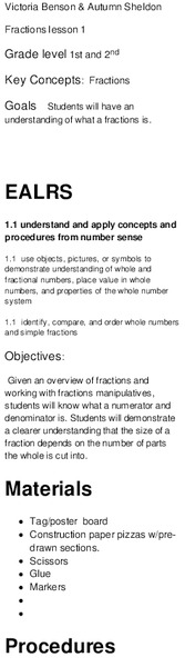 Fractions lesson 1 Lesson Plan