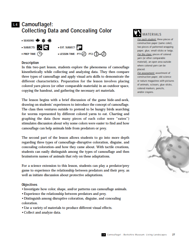 Camouflage!: Collecting Data and Concealing Color Lesson Plan