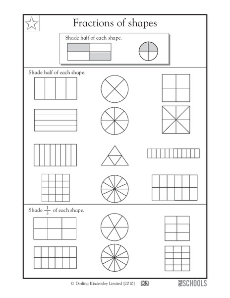 Fractions of Shapes Worksheet