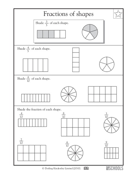 Fractions of Shapes Worksheet