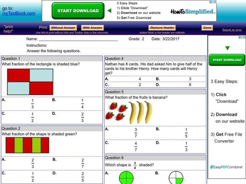 Fractions Quiz Interactive
