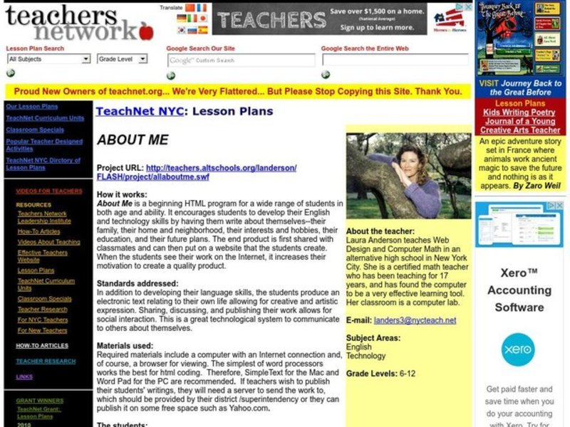 About Me Lesson Plan