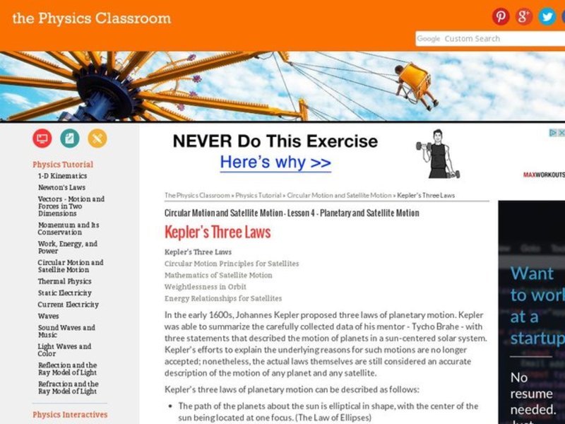 Kelper's Three Laws Interactive