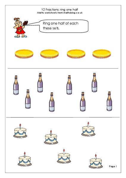 Fractions: 1/2 Worksheet