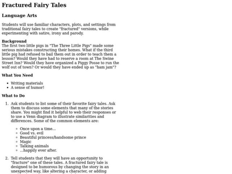 Fractured Fairy Tales Lesson Plan