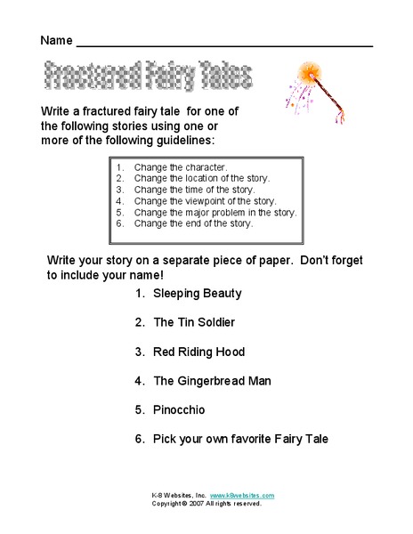 Fractured Fairy Tales Worksheet