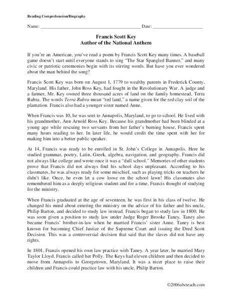 Francis Scott Key Lesson Plan