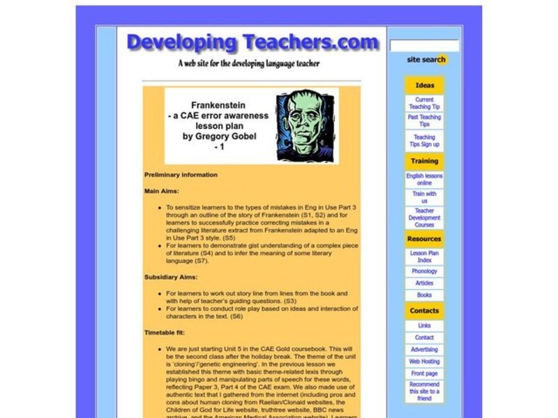Frankenstein Lesson Plan