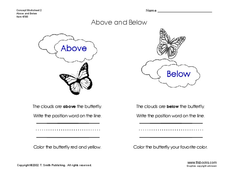 Above and Below Worksheet