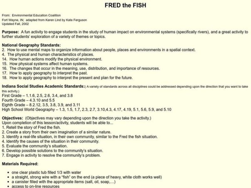 Fred the Fish Lesson Plan
