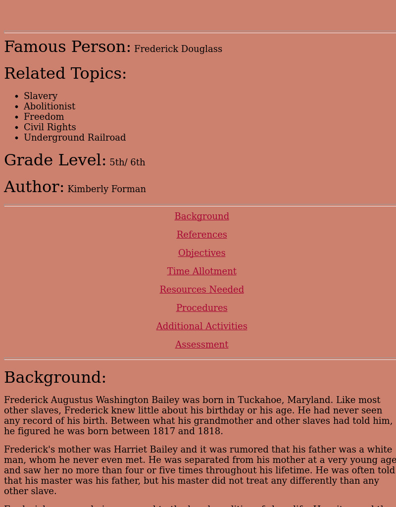 Frederick Douglass Lesson Plan
